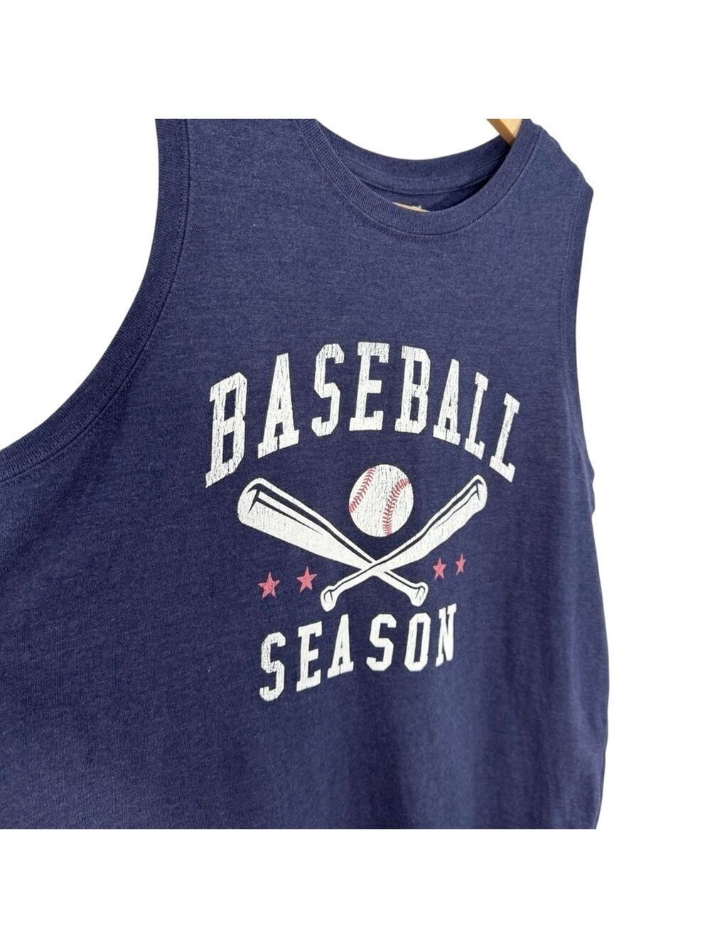 Maurices Baseball Graphic Tank Womens M Navy Blue Sleeveless Sporty EUC